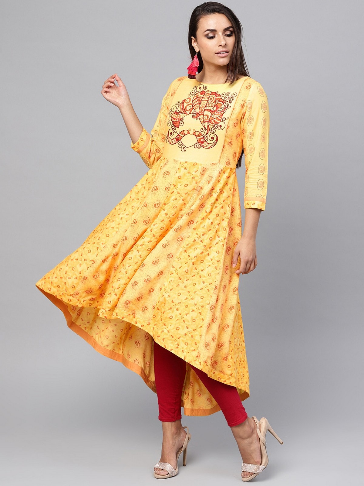 Tribal Print Yoke Kalidaar Kurta