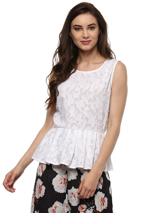 Finding Product Women's Self Embroidered Sleeveless Top