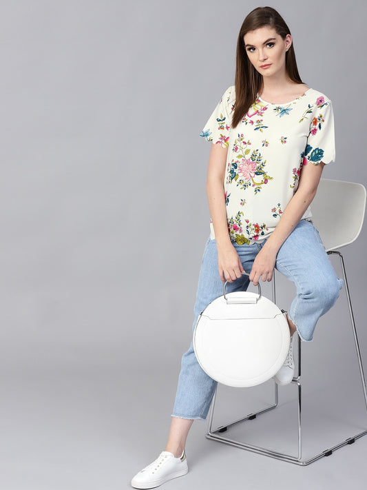 Finding Product Women's Floral Scalloped Top