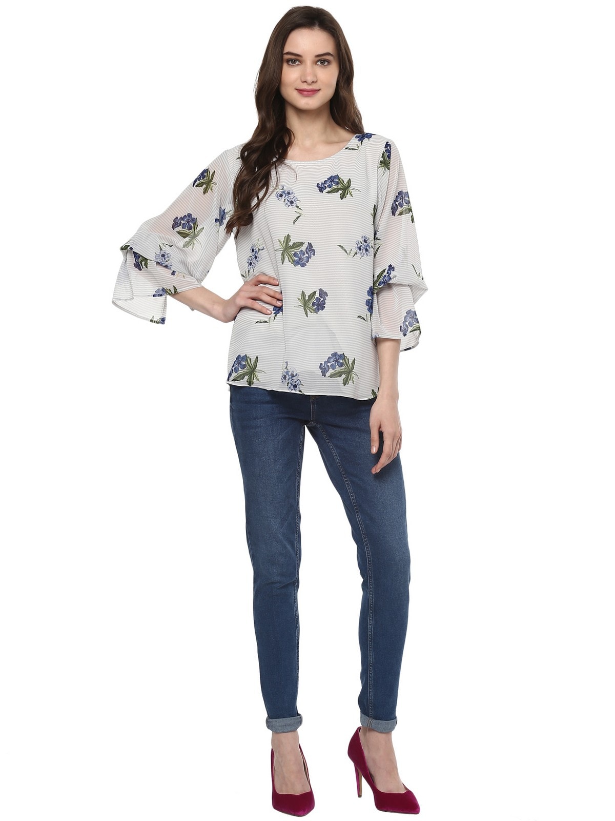 Finding Product Women's Floral Lantern Sleeves Top