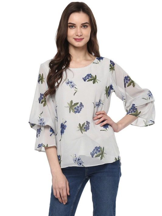 Finding Product Women's Floral Lantern Sleeves Top