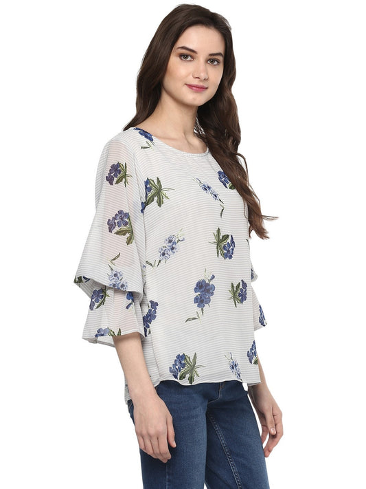 Finding Product Women's Floral Lantern Sleeves Top