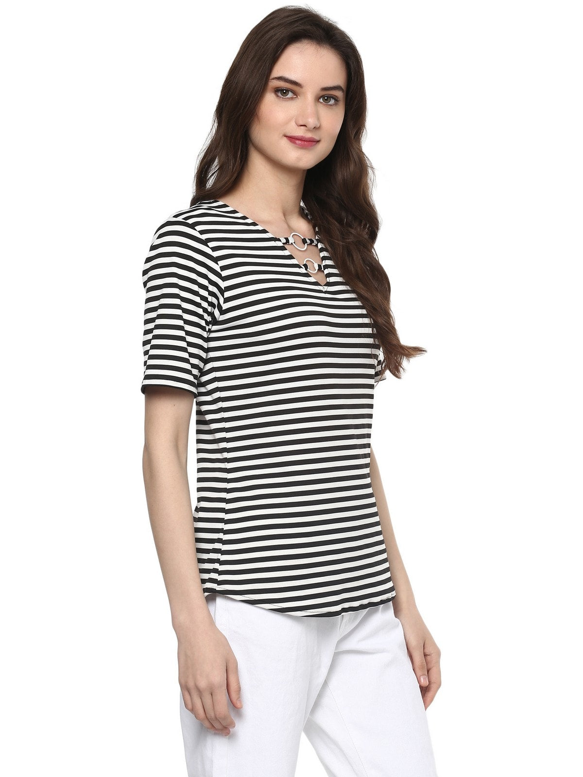 Finding Product Women's Breton Stripe Top With Rings