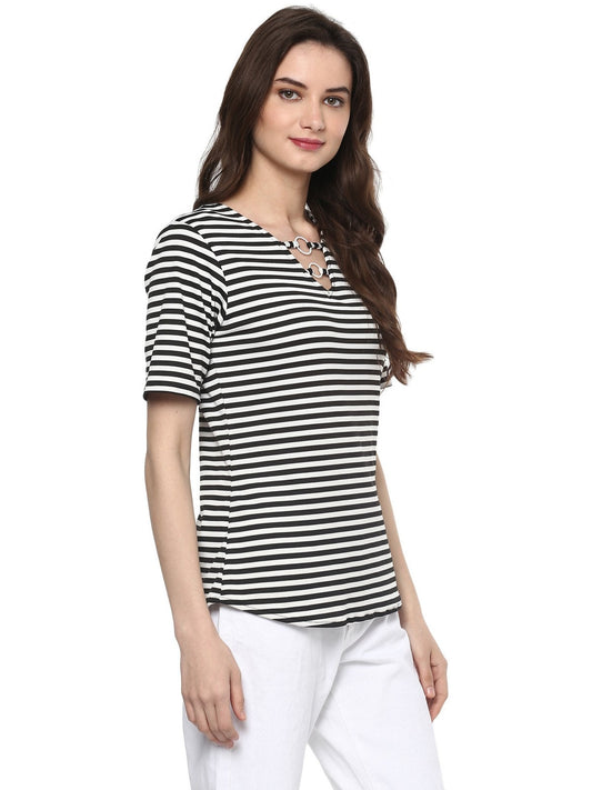 Finding Product Women's Breton Stripe Top With Rings
