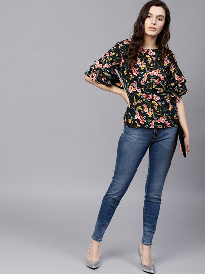 Finding Product Women's Floral Ruffle Top