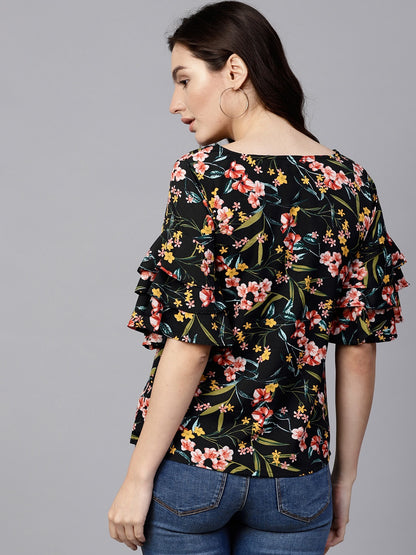 Finding Product Women's Floral Ruffle Top