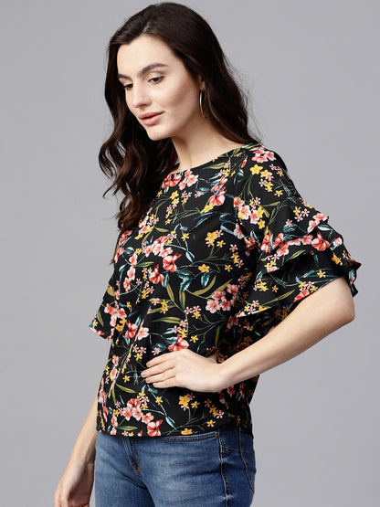 Finding Product Women's Floral Ruffle Top