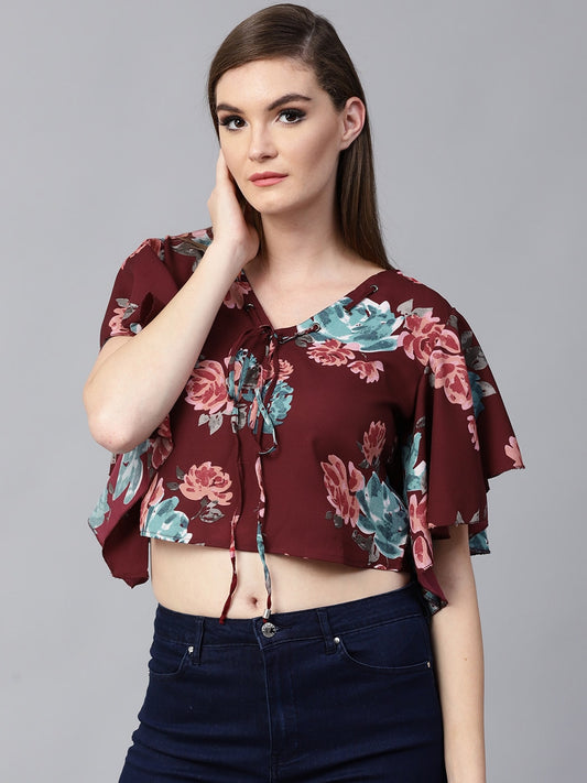 Finding Product Women's Floral Flare Sleeves Top