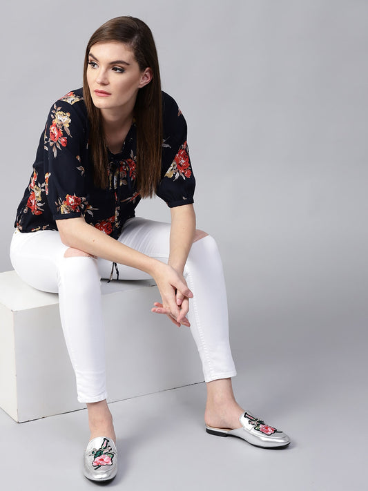 Finding Product Women's Floral Eyelet Top