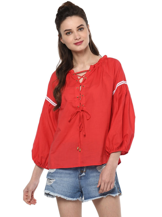 Finding Product Women's Solid Eyelit Top