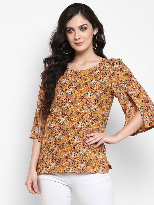 Finding Product Women's Multicolor Slit Sleeves Top