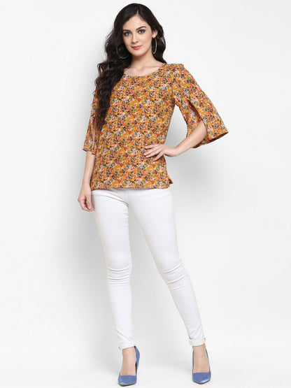 Finding Product Women's Multicolor Slit Sleeves Top