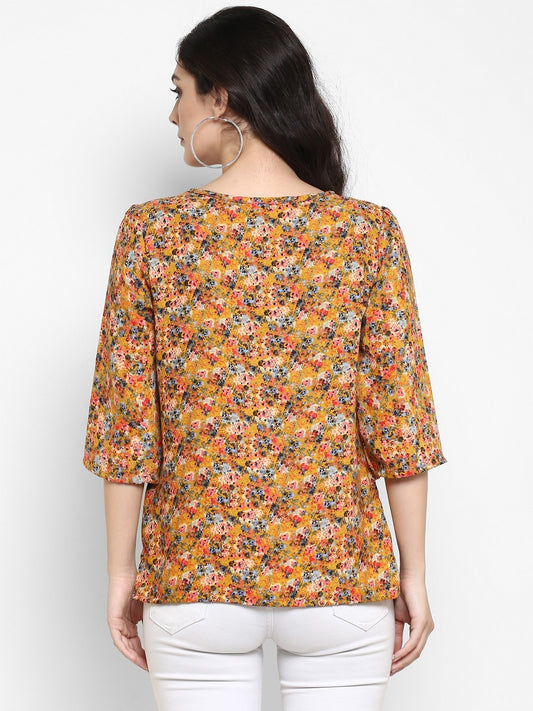 Finding Product Women's Multicolor Slit Sleeves Top