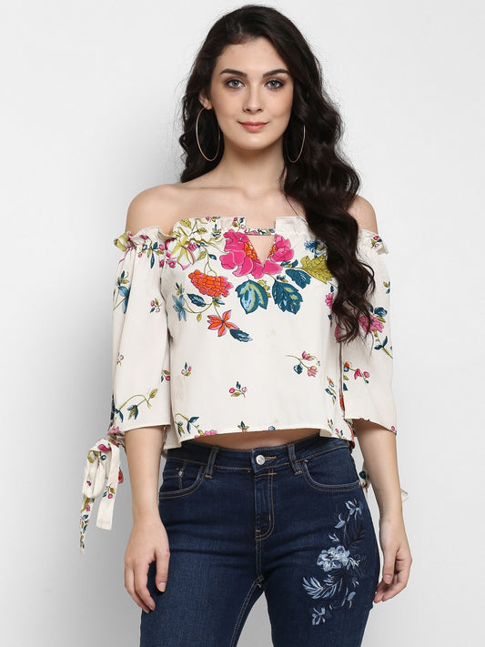 Finding Product Women's Floral Off-Shoulder Crop Top