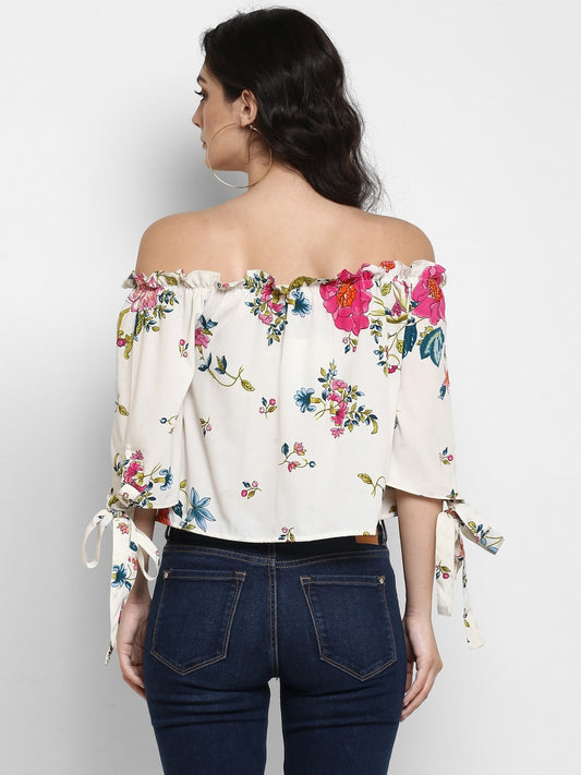 Finding Product Women's Floral Off-Shoulder Crop Top