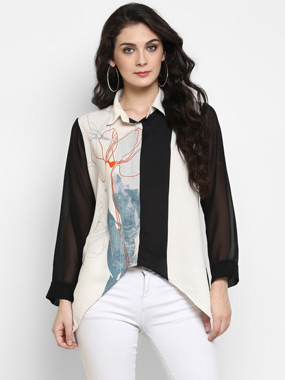 Finding Product Women's Monocromatic Printed Shirt Top