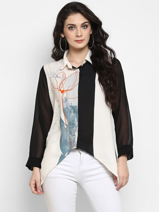 Finding Product Women's Monocromatic Printed Shirt Top