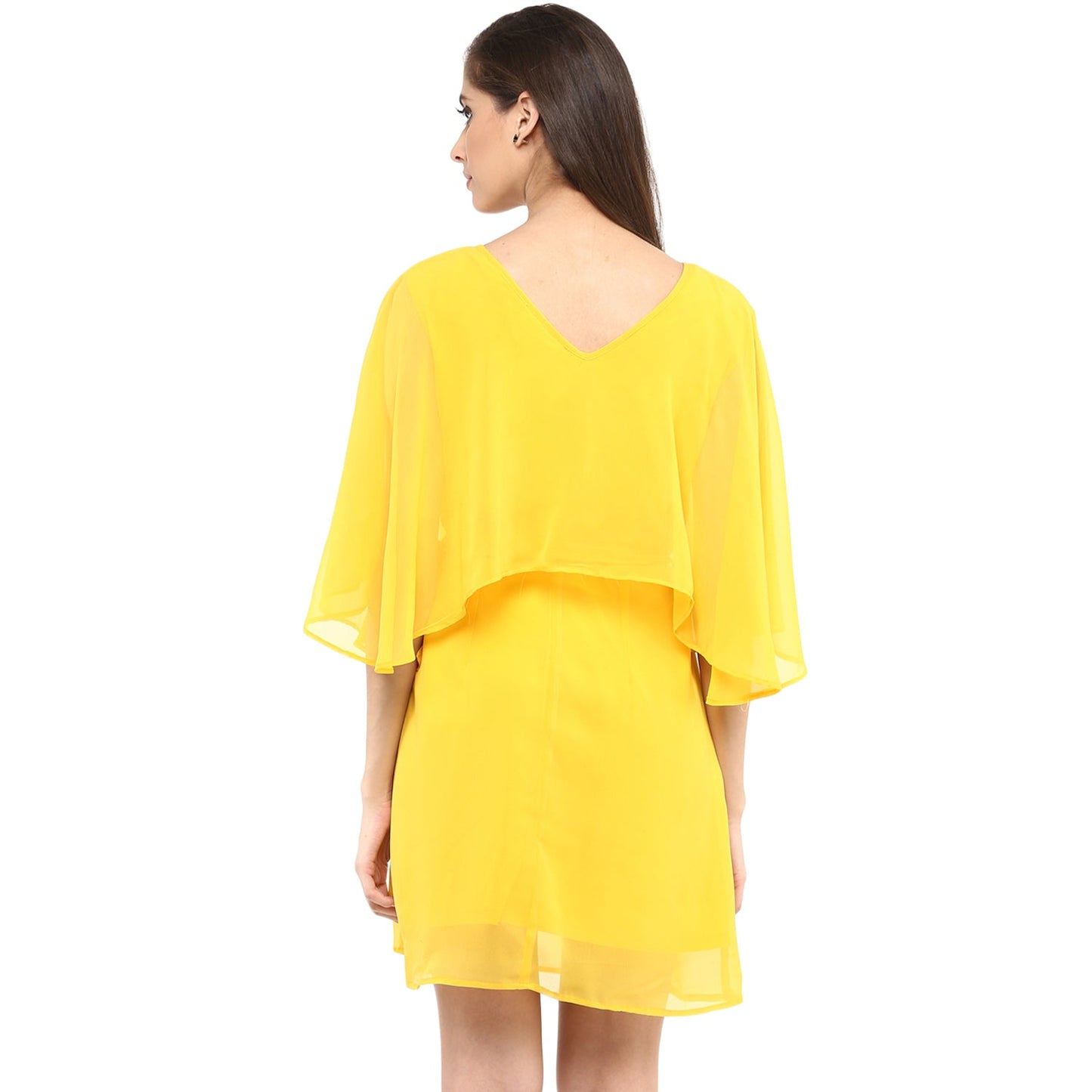 Solid Cape Design Dress