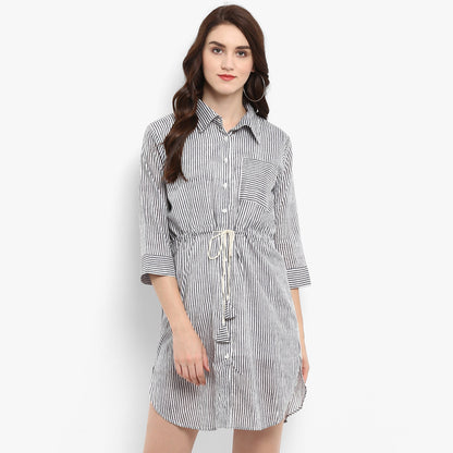 Stripe Printed Shirt Dress