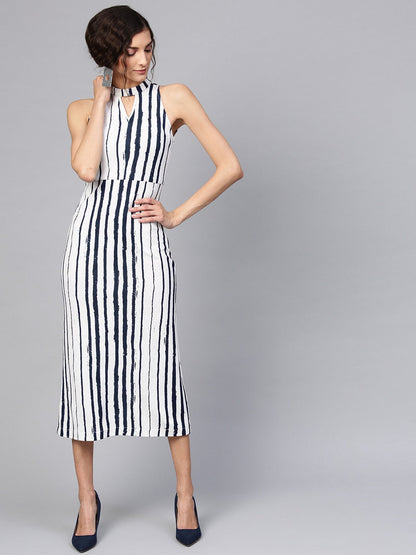 Abstract Stripes Midi Dress