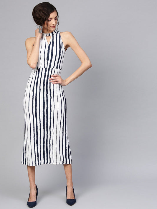 Abstract Stripes Midi Dress