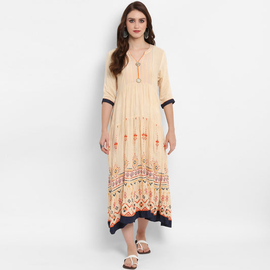 Finding Product Women's Printed Tiered Pin-Tucks Dress