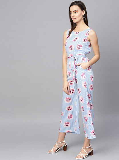 Stripes And Floral Printed Jumpsuit