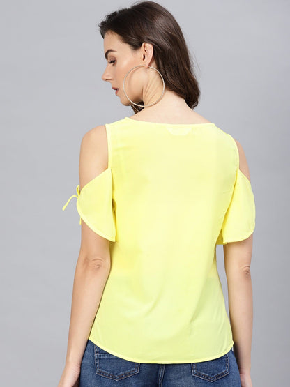 Solid Tie-Up Cold Shoulder Top