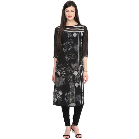 Finding Product Women's Print & Stripe Mix Kurti