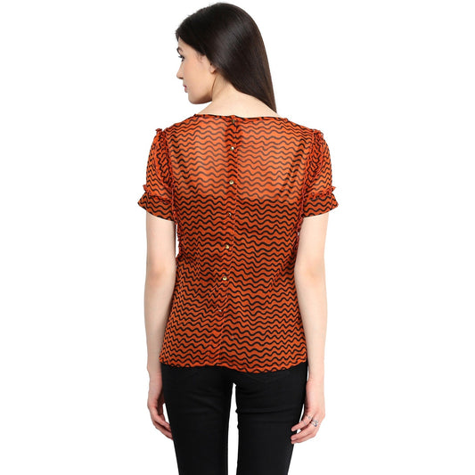 Finding Product Women's Orange Frill Shirt Top