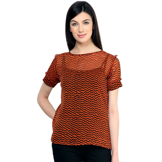 Finding Product Women's Orange Frill Shirt Top