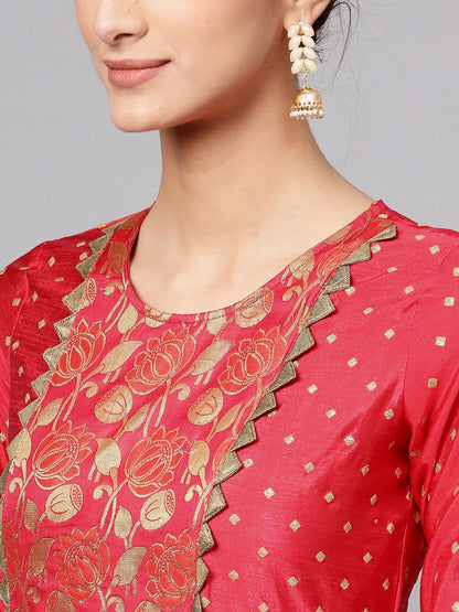 Brocade Yoke Flared Kurta
