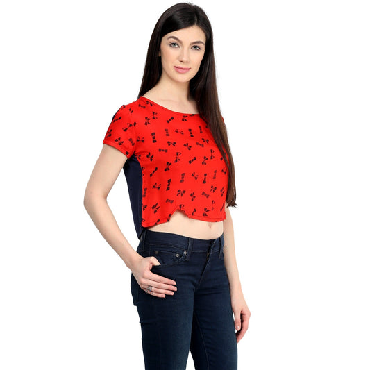 Finding Product Women's Red Bow Crop Top