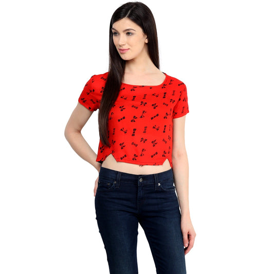 Finding Product Women's Red Bow Crop Top